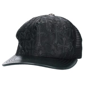 クロムハーツ 帽子 TRUCKER CAP CEME レザーセメタリークロスパッチ帽子 中古 SJ02