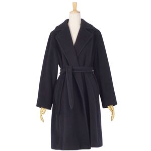 極美品 マックスマーラ Max Mara コート ラップコート ベルト付き ウール アンゴラ アウター レディース JI38(S) 黒 ce01mn-rm08f12870