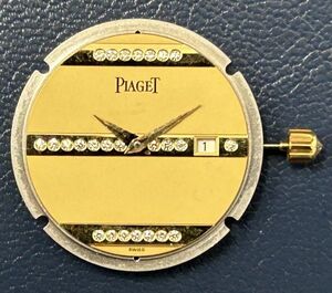 ◆時計部品◆PIAGET ピアジェ★ムーブメント Cal.256P クォーツ ダイヤ文字盤 ダイヤ竜頭★稼働品 美品★全文を必ずお読みください◆