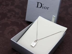 【未使用】南京錠●Christian Dior ネックレス ロゴ クリスチャン ディオール ヴィンテージ アクセサリー レディース 結婚式 F6