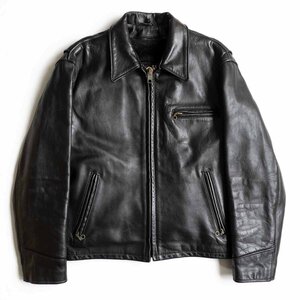 【美品】SCHOTT【AT101/シングルライダースジャケット】42 ボアライナー付き 襟 レザー アメリカ製 ショット 2404452