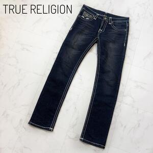 TRUE RELIGION JOEY SUPERT 薄手 太ステッチ　26　ローライズ ツイステッド ストレート ジッパーフライ　白ステッチ ストレッチ　USA製