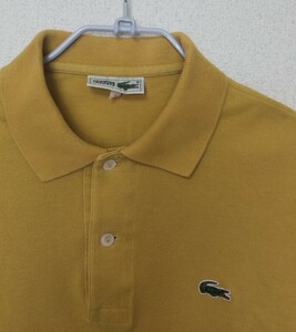 【マスタード】ラコステ LACOSTE ポロシャツ サイズ3 M 80’sビンテージ 日本製 正規品 L1212 文字ワニ 半袖シャツ ゴルフウェア フレラコ