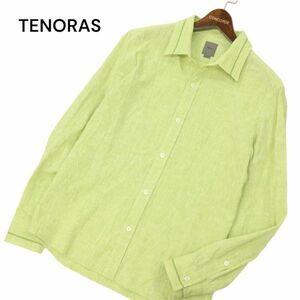 TENORAS メンズティノラス 春夏 麻 リネン★ ライン 長袖 シャツ Sz.L　メンズ 日本製　C4T03869_4#A