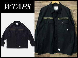 送無 美品 WTAPS ダブルタップス 21SS FLYERS LS / COTTON.WEATHER 長袖 バックサテン オーバーサイズ ミリタリー ユーティリティ シャツ 3