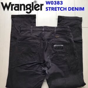 【即決】W30 ラングラー wrangler ストレッチ ブラック 黒 ストレートジーンズ ジッパーフライ W0383 企画生産エドウィン