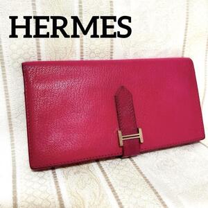 1円～【美品】HERMES エルメス　ベアンスフレ　ビビットピンク　刻印□K