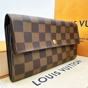 3794【ほぼ極美品】LOUIS VUITTON ルイヴィトン ダミエ ポルトフォイユ サラ 長財布 二つ折り財布 ウォレット N61734/CA0011