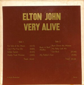 [B230]Elton John Very Alive Pop Rock LP Yellow Translucent Vinyl Record レコード