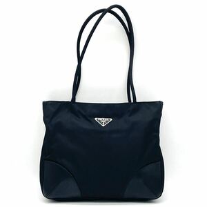 1円 美品 PRADA プラダ テスートナイロン レザー ブラック トートバッグ ショルダー 肩掛け ロゴプレート BR1045