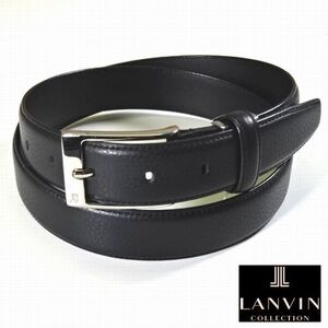 新品 LANVIN COLLECTION ランバン コレクション ロゴ 本牛革 レザー ビジネスベルト 黒 スーツ シャツに