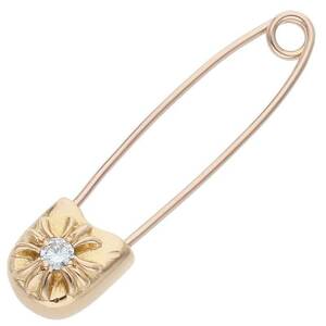 クロムハーツ Chrome Hearts 22K SAFETY PIN S 1DIA/22Kスモールセーフティピン 1ダイヤ/ゴールドネックレストップ 中古 NO05