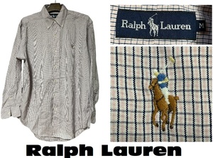 希少ラルフローレンRalphLauren長袖ボタンダウンシャツ★チェック★ピンク★Mr