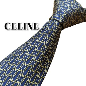 ★CELINE★　セリーヌ　ネイビー系　チェーン柄　スペイン製