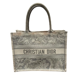 クリスチャン・ディオール Christian Dior ブックトート ミディアム M1296ZTDT ホワイト・グレー キャンバス トートバッグ レディース 中古