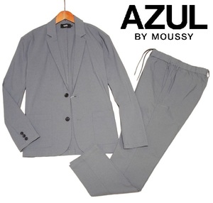 新品!! アズールバイマウジー 2B 微光沢 カジュアル セットアップ スーツ グレー (L) ☆ AZUL BY MOUSSY メンズ ハイストレッチ 薄手 灰