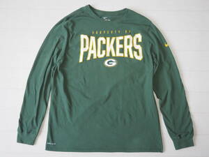 ☆送料無料☆ NIKE ナイキ USA直輸入 古着 長袖 NFL グリーンベイ・パッカーズ ロゴ DRI-FIT Tシャツ ロンT メンズ XL グリーン 中古 即決