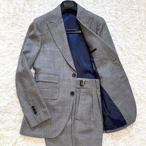 未使用級 SUIT SELECT スーツセレクト ALFRED BROWN アルフレッドブラウン スーツ セットアップ シングル グレンチェック Y4 ウール 千鳥