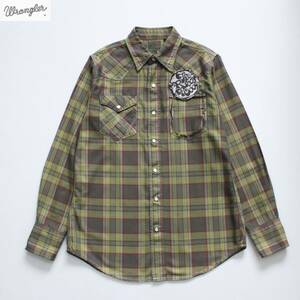 【 Wrangler ラングラー × REDWOOD レッドウッド 】grunge is dead チェック 長袖 ウエスタンシャツ M ネルシャツ フランネル アメカジ