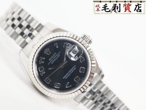 ロレックス ROLEX デイトジャスト 179174 アラビア コンセントリック文字盤 ブラック D番 自動巻き レディース 【中古】 時計