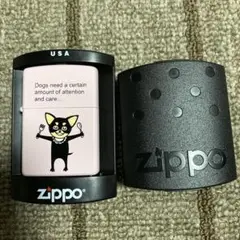 ZIPPO ピンク 犬のイラスト ライター