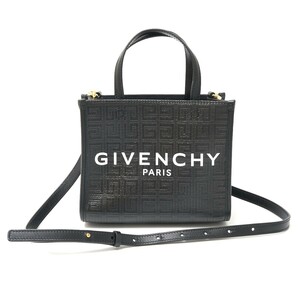 GIVENCHY ジバンシー 2WAY ショルダーバッグ GIVBB50N0B1GT001 ミニ ハンドBAG PVCコーティングキャンバス×レザー ブラック×ホワイト