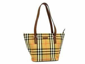 1円 BURBERRY バーバリー ノバチェック ナイロンキャンバス ハンドバッグ トート ショルダー 肩掛け レディース ベージュ系 FC5197