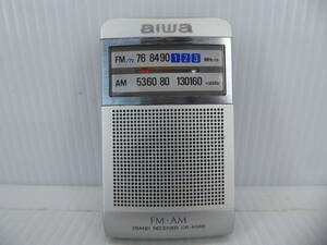 ★☆aiwa ワイドFM受信OK FM/AMポケットラジオ CR-AS66 動作品 オマケ新品電池付き☆★