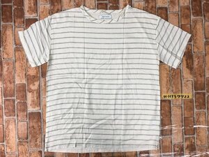 AZUL by moussy アズールバイマウジー レディース ボーダー 切替 カットソー M アイボリーグレー コットン他