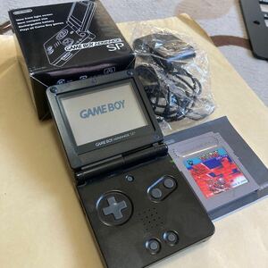 送料無料 GBA ゲームボーイアドバンスSP 本体 オニキスブラック アダプタ 箱説 ソフト付 GBASP GAMEBOY ADVANCE ニンテンドー AGS-001