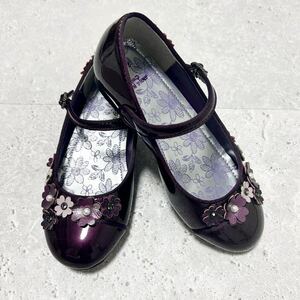 美品　ANNA SUI アナスイミニ　女の子　20cm エナメルシューズ　　パープル　紫　お花　フォーマル　パンプス　セレモニー　入学式　6514FH