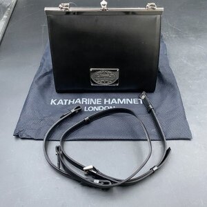 A291 KATHARINE HAMNETT LONDON キャサリンハムネット ビジネスバッグ メンズ 牛革 ブリーフケース 2WAY ブラック黒　未使用傷あり