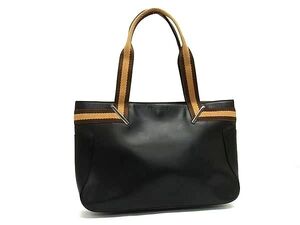 1円 ■美品■ GUCCI グッチ 002 1135 002058 レザー×キャンバス トートバッグ ハンドバッグ ブラック系×ブラウン系 FJ3356