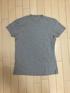 初期 ジルサンダー JIL SANDER グレーのVネックTシャツ 中古