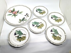 ノリタケ Noritake ロイヤルオーチャード　パーティプレートセット　プレートセット　27cm大皿1枚 17cm中皿5枚セット フルーツ柄 未使用品