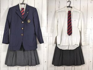 【as578】愛知県 名古屋国際高校 女子用 学生服 制服 校章付きブレザー+長袖ブラウス+冬服スカート◆g49