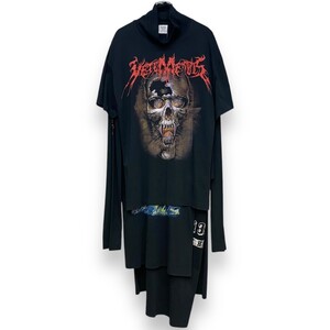 VETEMENTS 16AW Skull Layered T-Shirts Dress スカル レイヤード Tシャツ ドレス Sサイズ ブラック WF17DR4 ヴェトモン 長袖Tシャツ