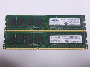 メモリ デスクトップ用 Crucial 1.5V DDR3-1600 PC3-12800 4GBx2枚 合計8GB 起動確認済みです