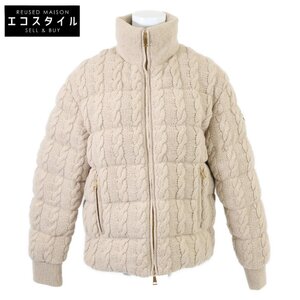 美品/国内正規/22年製 MONCLER モンクレール COUBUS カシミヤｘウール ケーブルニット ダウン ジャケット 0 ベージュ レディース