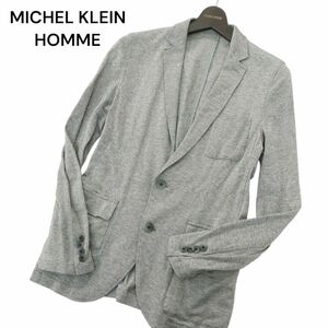 MICHEL KLEIN HOMME ミッシェルクラン オム 春夏 麻 リネン混★ アンコン テーラード ジャケット Sz.46　メンズ グレー　A4T01148_2#M