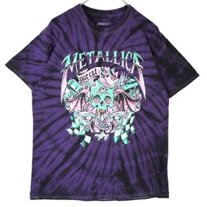 メタリカMetallicaバンドTシャツバンTアーティストTロックTタイダイ染めNORCAL紫パープル黒ブラックミントカラーピンクパステル骸骨40401