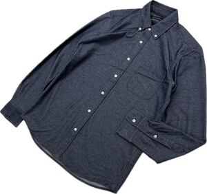 UNITED ARROWS ☆ 動き着心地◎ ストレッチ ボタンダウン シャツ ネイビー グレー XS オンオフ カジュアル green label relaxing■S2800