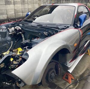 マツダ RX-7 FD3S 平成6年式 2型 部品取り車 書類有　RE雨宮 FRP ボンネット ハッチ アクリルガラス 乱人 ワイドボディ E/G M/T 無