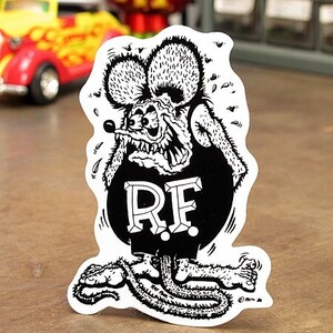 ラットフィンク ステッカー 車 アメリカン キャラクター おしゃれ バイク ヘルメット ホットロッド RatFink サイズS ブラック