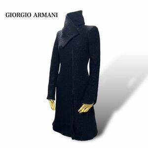 GIORGIO ARMANI ジョルジオアルマーニ ロングコート 黒ブラック 4 L相当