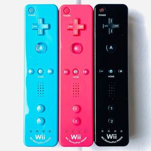 【送料無料】Wii リモコン モーションプラス RVL-036 3本セット 3色 ブルー ブラック ピンク 中古 動作確認済み 現状品 コントローラー