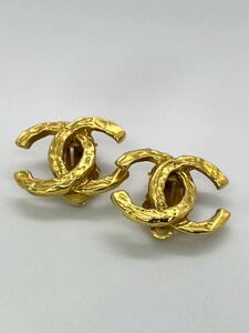 【1円】〜 CHANEL イヤリング ヴィンテージ ココマーク ゴールドカラー アクセサリー 溶岩