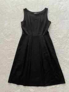美品 DKNY size6 春夏 ブラックリネンワンピースドレス ダナキャラン 黒