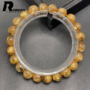 逸品 EU製 定価8万円★ROBEAN・太陽花タイチンルチル★黄金針水晶 金運 開運 ゴールド ブレスレット パワーストーン 8.6-8.9mm Z412073