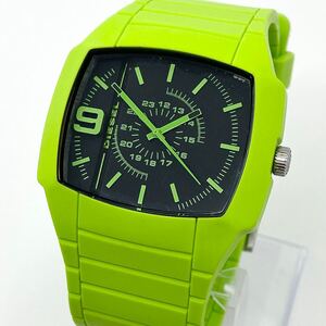 腕時計 メンズ DIESEL クォーツ quartz 3針 ブラックフェイス Black 黄緑 green DZ-1352 ディーゼル Watch Y2182